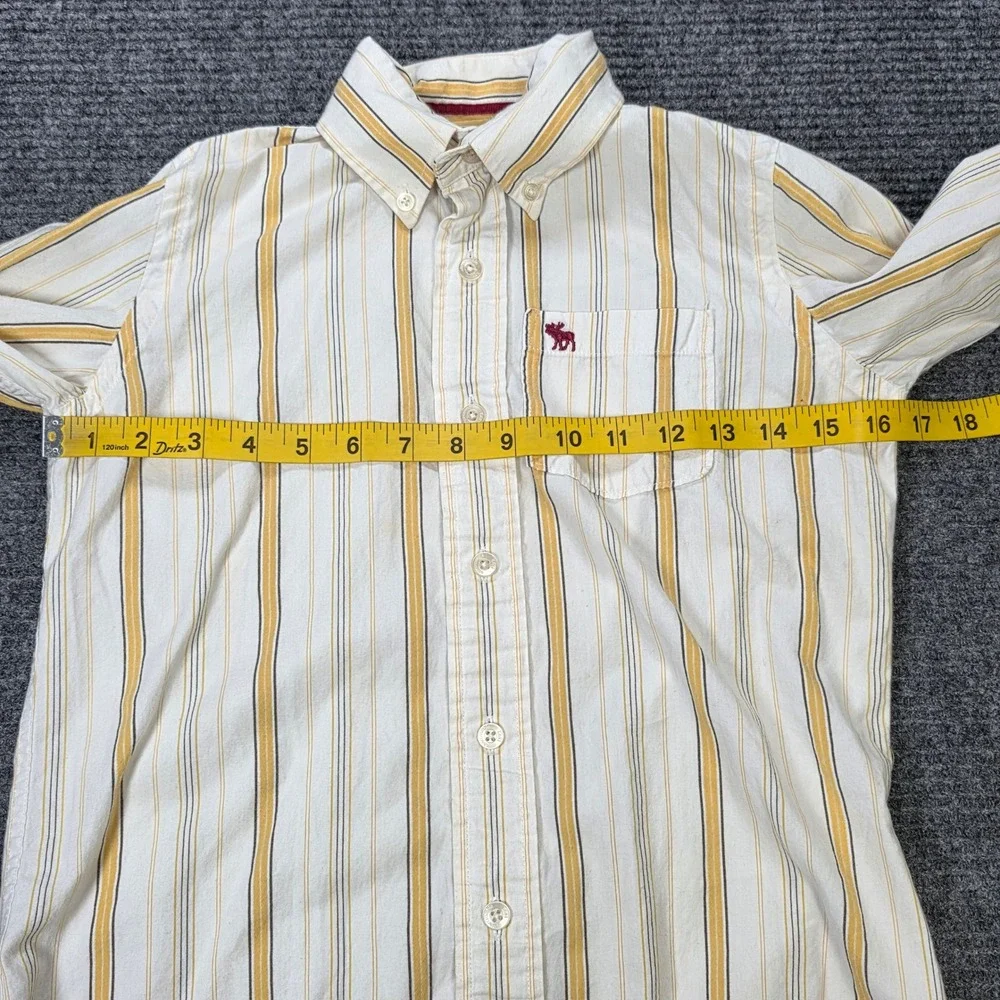 Abercrombie Striped Button‎ Down Shirt Boy's Size S White Yellow Long Sleeve